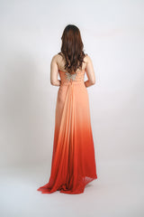 Strapless Stone Embellished Gradient Gown