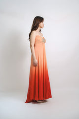 Strapless Stone Embellished Gradient Gown