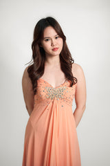 Strapless Stone Embellished Gradient Gown