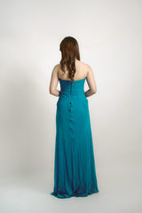 Strapless Gathered Chiffon Gown