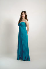 Strapless Gathered Chiffon Gown