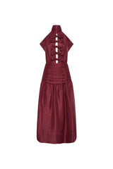 Bordeaux Bow Midi Dress