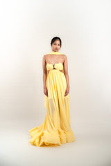 Shell Cutout Gown with Neck Scarf