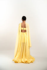Shell Cutout Gown with Neck Scarf