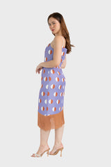 Polka Dot Frilled Hem Midi Dress