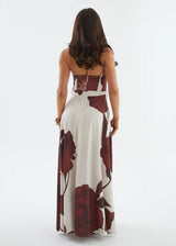 Floral Strapless Maxi Dress with Tie