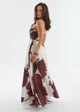 Floral Strapless Maxi Dress with Tie