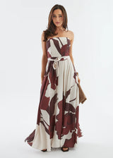 Floral Strapless Maxi Dress with Tie