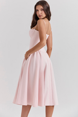 Samaria Ballerina Pink Twill Corset Midi Dress