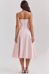 Samaria Ballerina Pink Twill Corset Midi Dress