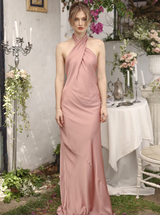 Silk Halter Midi Dress Low Back