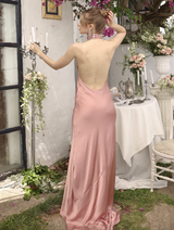 Silk Halter Midi Dress Low Back