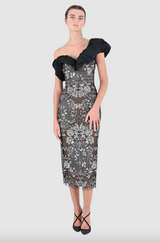 One Shoulder Textile Midi Dress