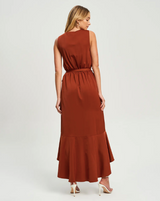 Deep Plunge Side Tie Maxi Dress