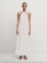 Pleated Halter Neck Dress