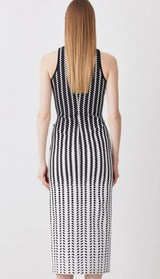 Bandage Jacquard Column Midi Dress