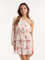 Sienne Petite Asymmetrical Tiered Mini Dress