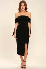 Charged Up Off the Shoulder Midi Dress