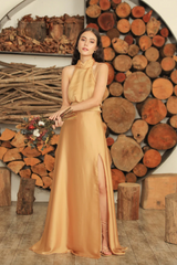 Halter Neck Gown with Slit
