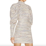 Tweed Puff Sleeve Mini Dress
