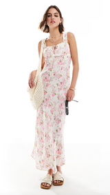 Sweetheart Neckline Floral Midi Dress