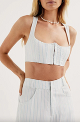 Striped Hook and Eye Crop top