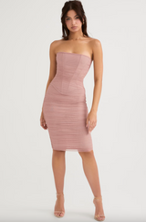 Julianna Strapless Ruched Midi Dress