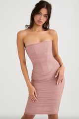 Julianna Strapless Ruched Midi Dress