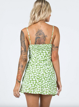 Floral Ruffle Neckline Mini Dress