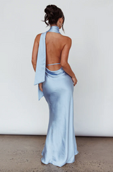 Italia Azure Halterneck Maxi Dress