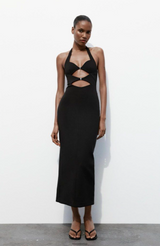 Halter Dress with Cut-Out Detail and Buckle