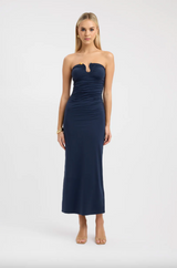 Navy Blue Wired Midi Dress