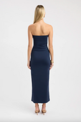 Navy Blue Wired Midi Dress