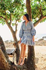 Chambray Eyelet Mini Dress