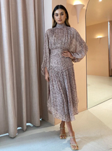 Paulette Long Sleeve Open Back Midi Dress