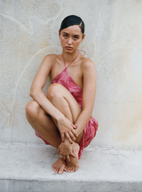 Halterneck Silk Midi Slip Dress