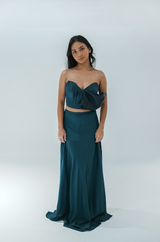 Satin Corset Terno with Drape