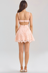 Peach Scallop Lace Broderie Anglaise Mini Dress