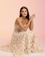 Custom Strapless Embroidered Gown