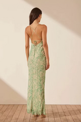 Green Pattern Maxi Dress