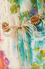 Multi-Floral Print Long Sleeve Buttoned Mini Dress