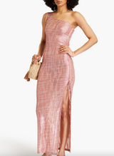 Jacquard One-Shoulder Maxi Dress