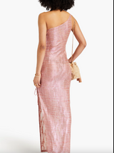 Jacquard One-Shoulder Maxi Dress