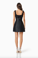 Elder Floral Decal Applique Mini Dress