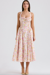 Adabella Print Cotton Halter Sundress