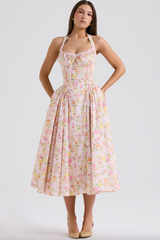 Adabella Print Cotton Halter Sundress