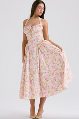 Adabella Print Cotton Halter Sundress