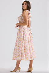 Adabella Print Cotton Halter Sundress
