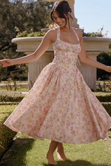 Adabella Print Cotton Halter Sundress