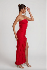 Bandeau Ruffle Detail Maxi Dress